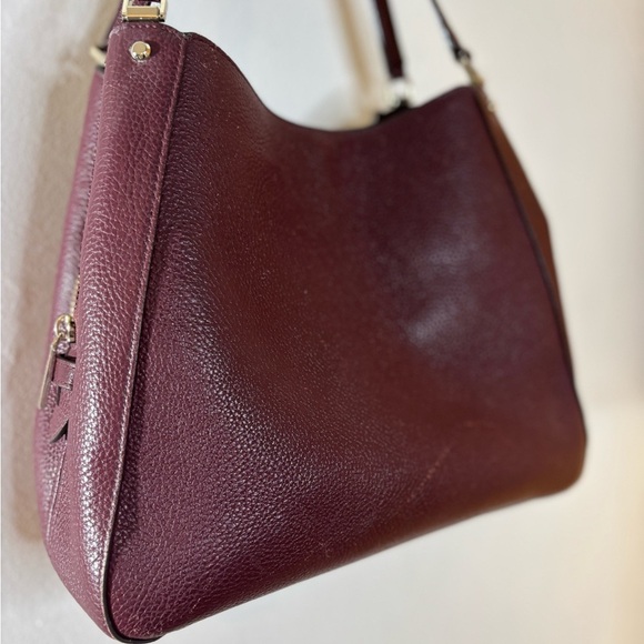 Kate Spade Deep Burgundy Lena Triple Compartment Shoulder Bag - Picture 2 of 11